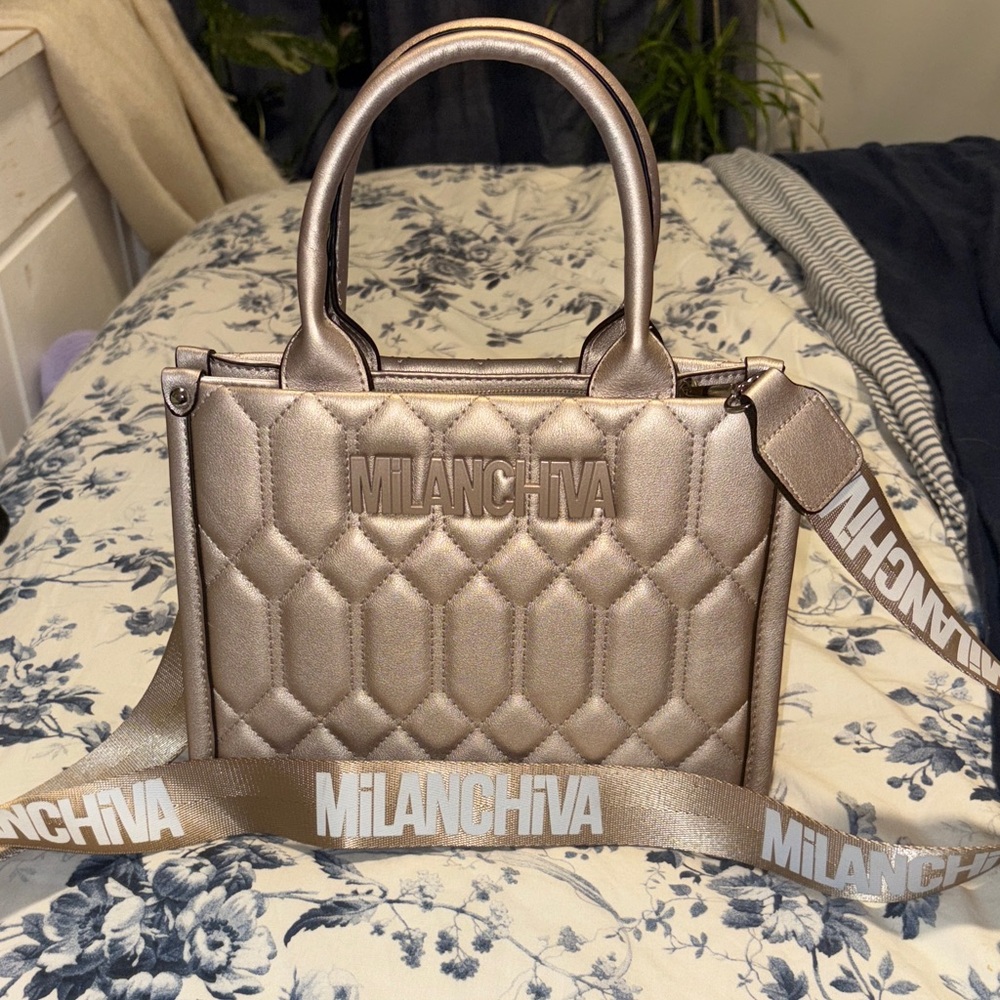 Quilted Metallic Satchel